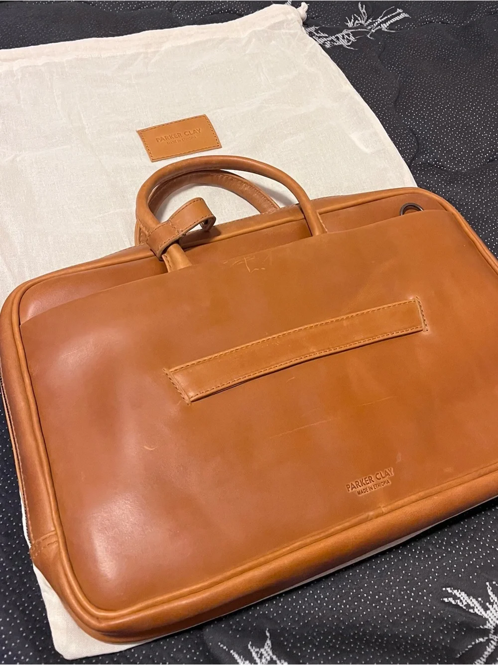 Parker Clay Brentwood Leather Briefcase w/ leather folio